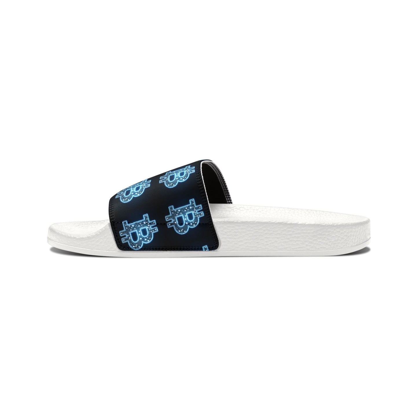 Bitcoin B Neon Blue Men's Removable-Strap Sandals