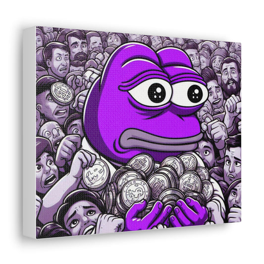 Purple Pepe Frog Money Canvas Art