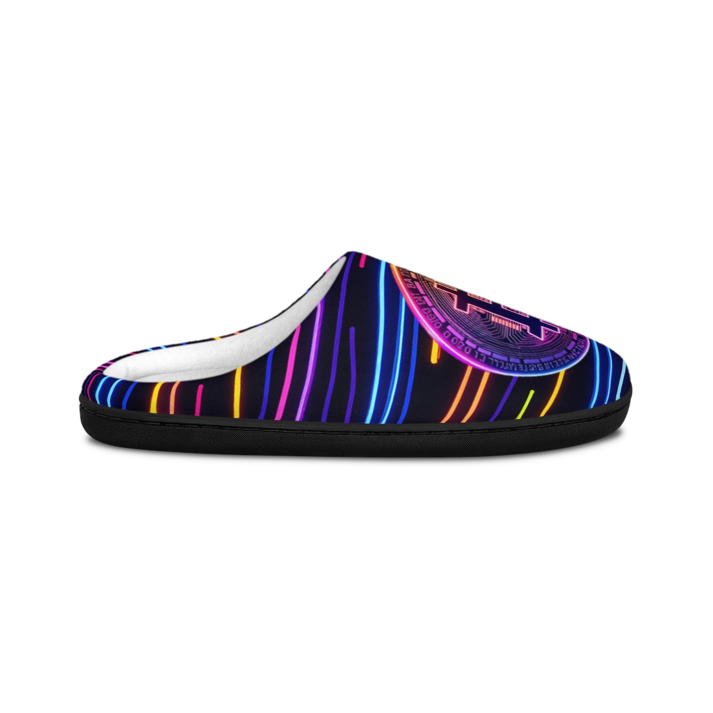 Neon Bitcoin Men's Indoor Slippers