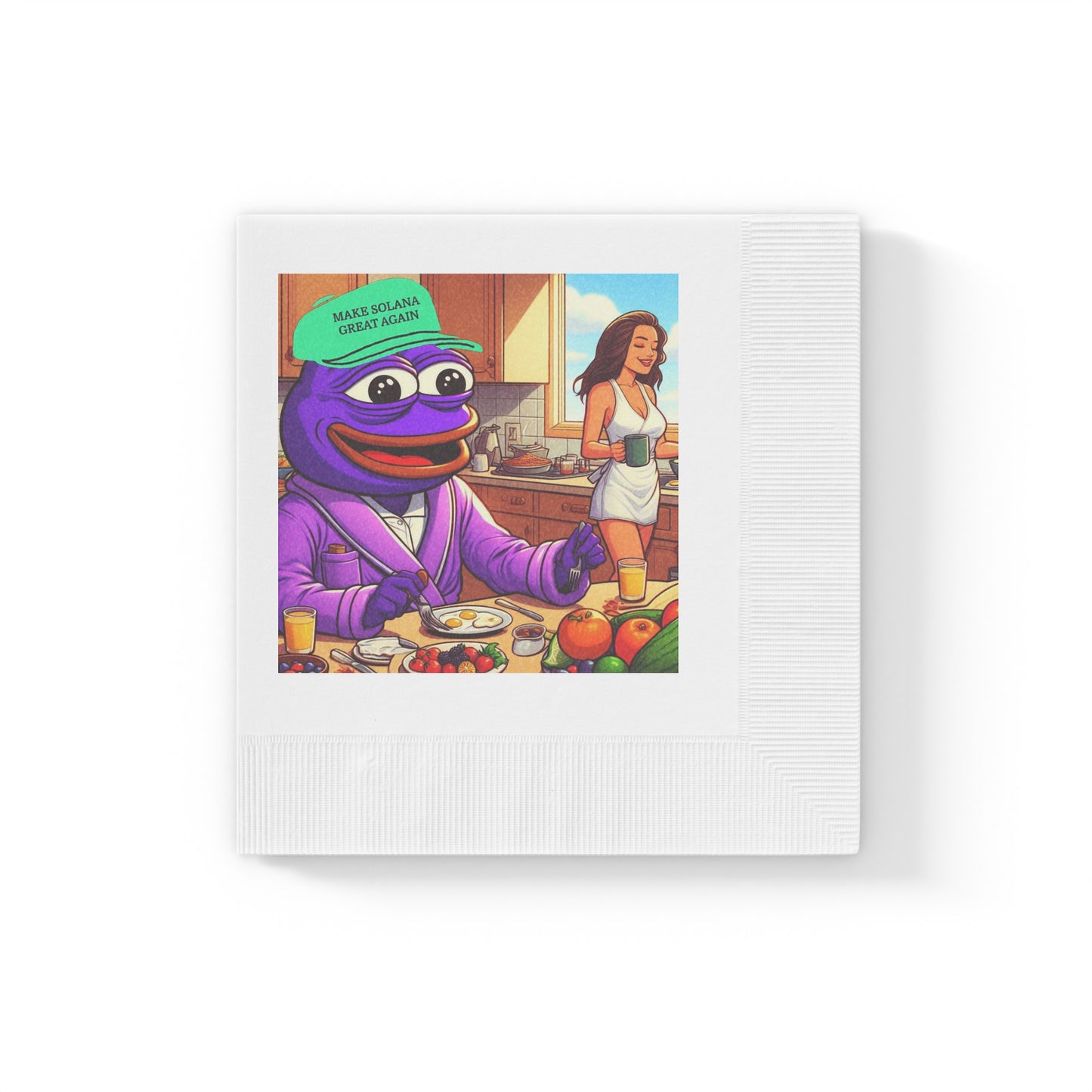 Purple Pepe Party White Coined Napkins