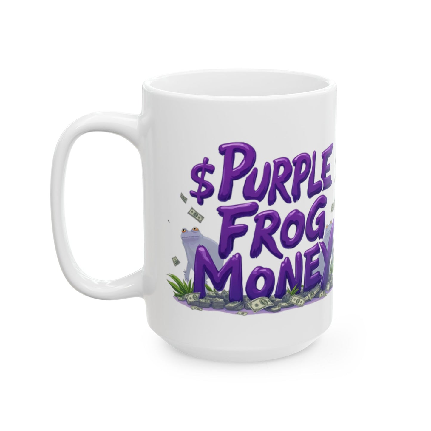 Purple Frog Money Ceramic Mug, (11oz, 15oz)