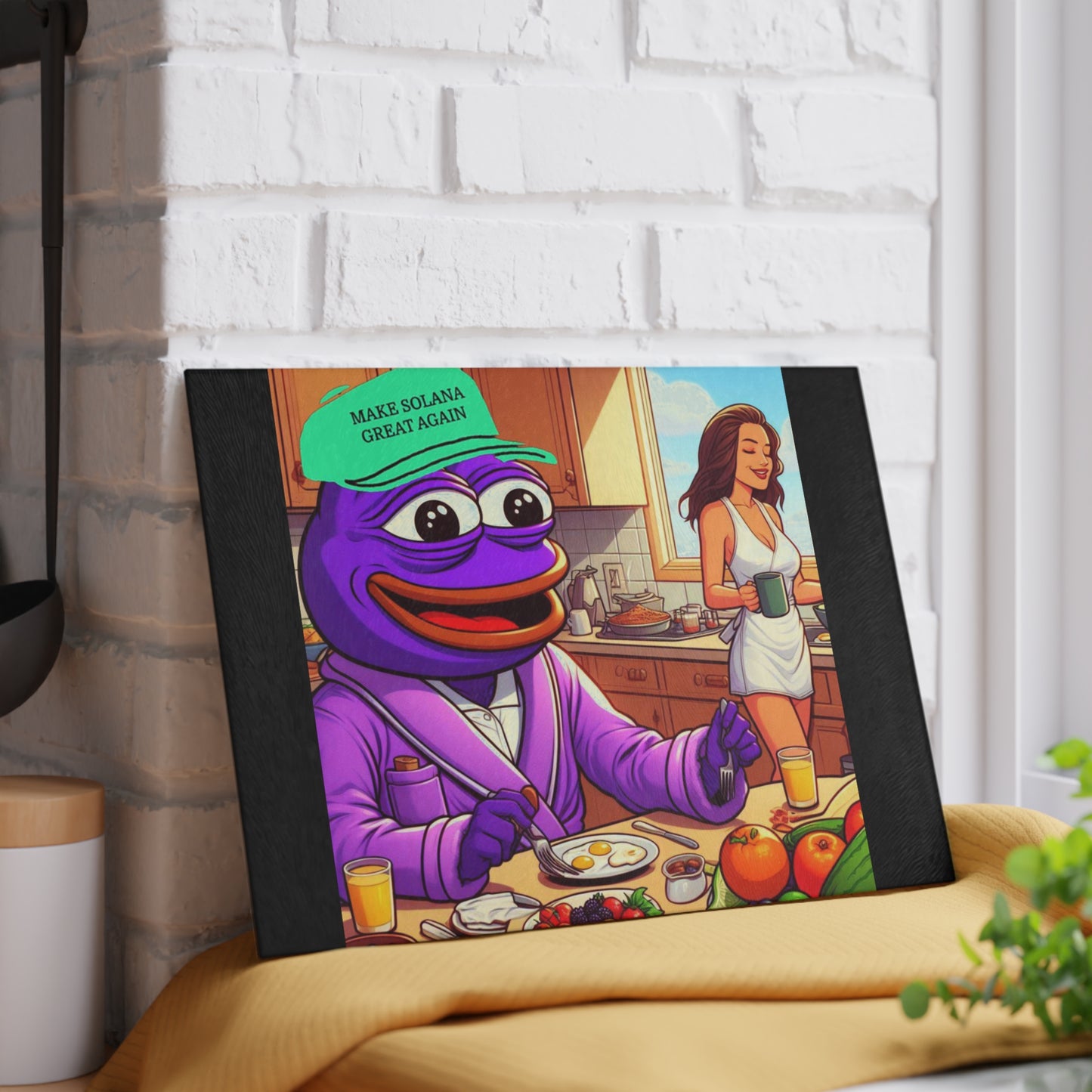 Purple Pepe Kitchen Glass Cutting Board