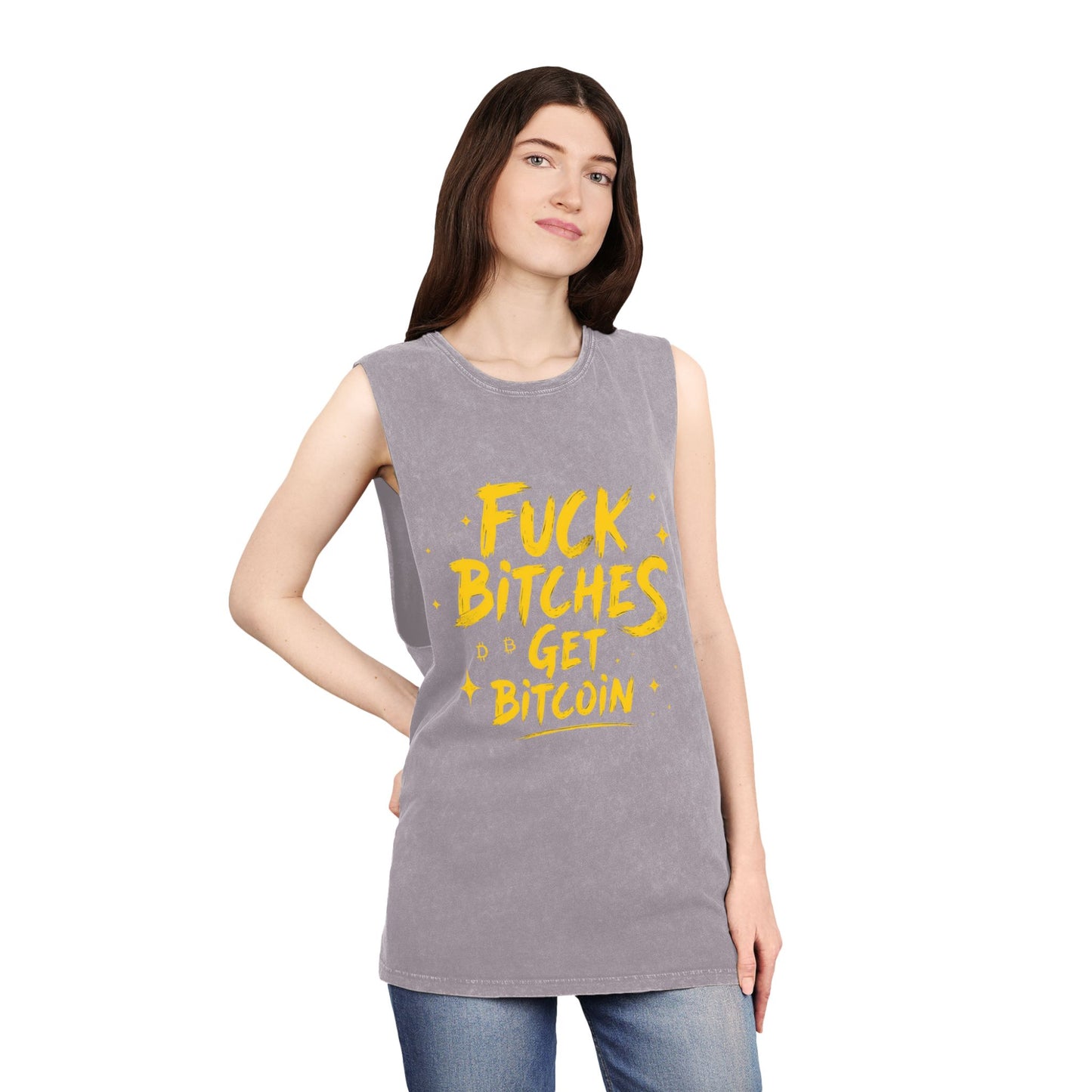 Fuck Bitches Get Bitcoin Stonewash Tank Top