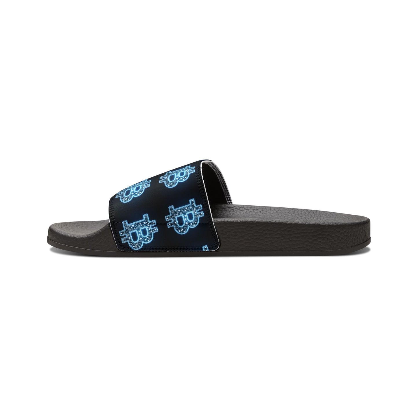 Bitcoin B Neon Blue Men's Removable-Strap Sandals