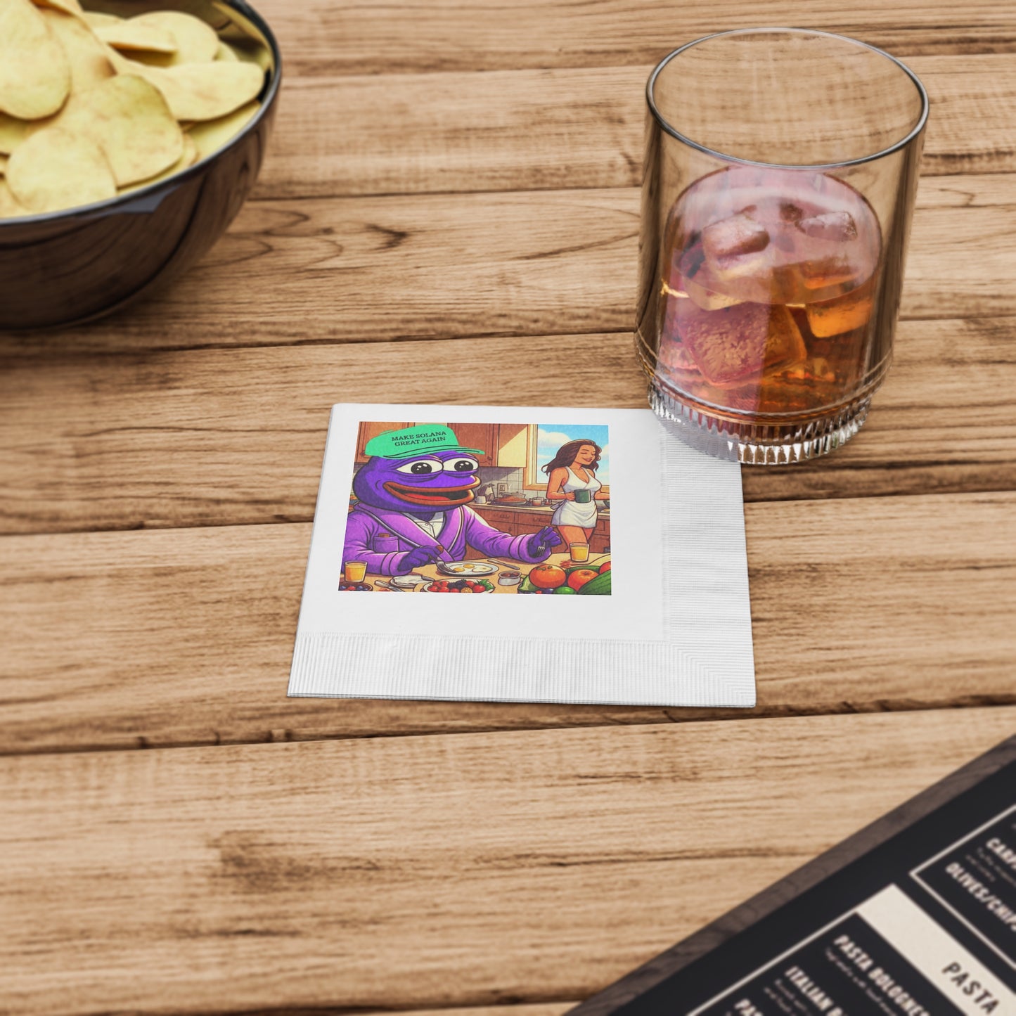 Purple Pepe Party White Coined Napkins