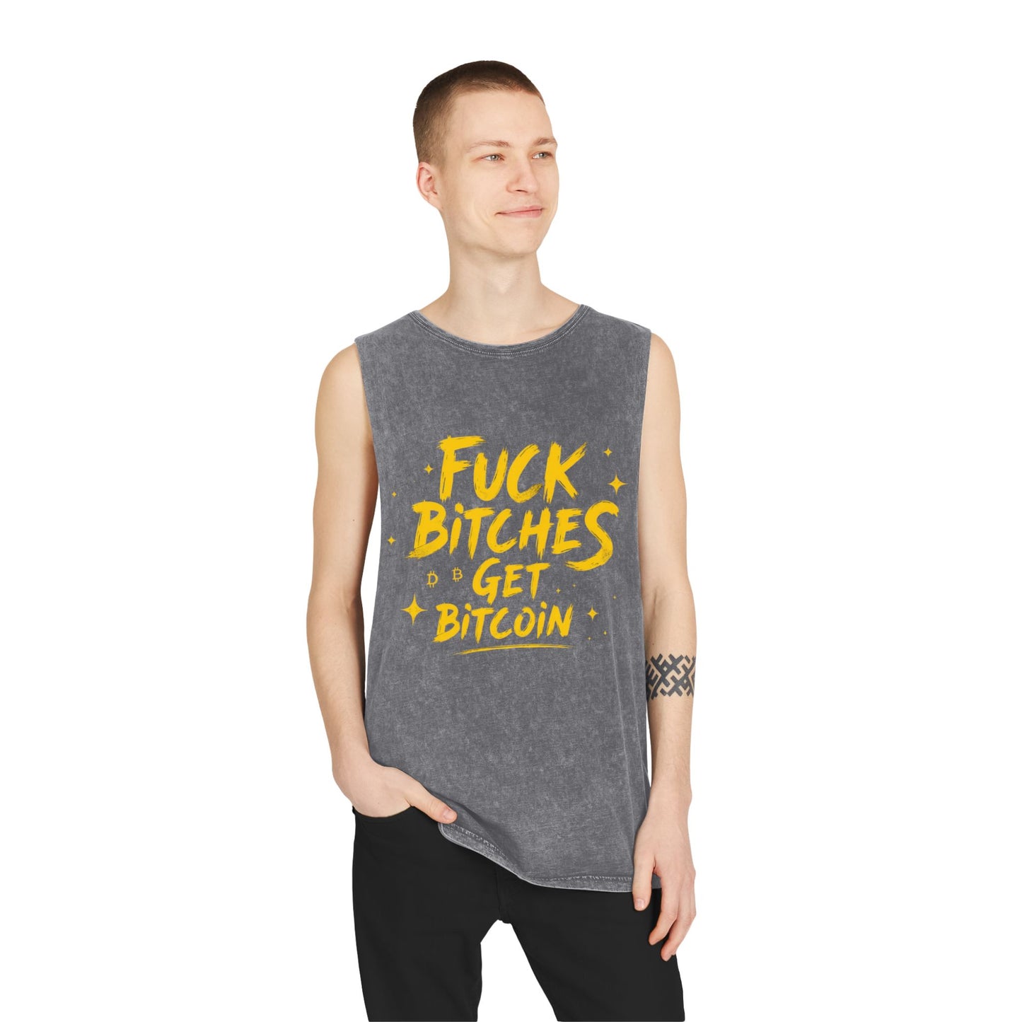 Fuck Bitches Get Bitcoin Stonewash Tank Top