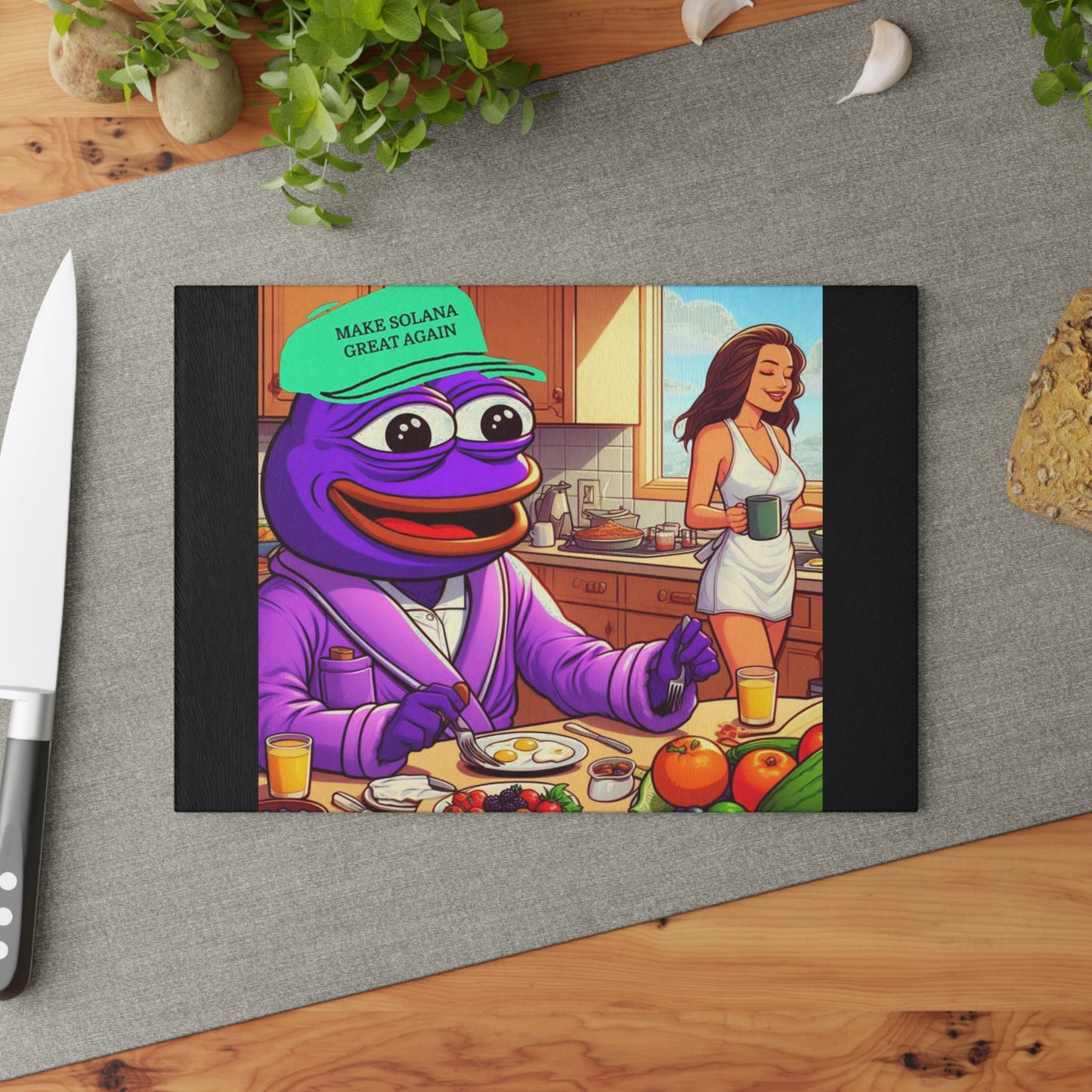 Purple Pepe Kitchen Glass Cutting Board