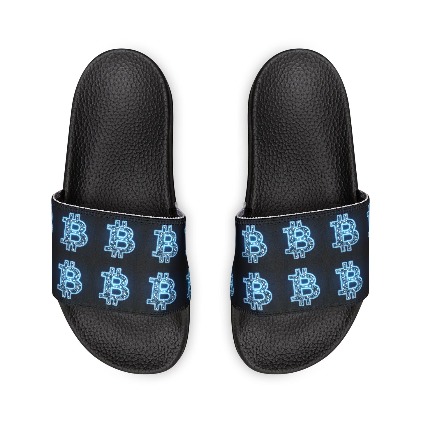 Bitcoin B Neon Blue Men's Removable-Strap Sandals