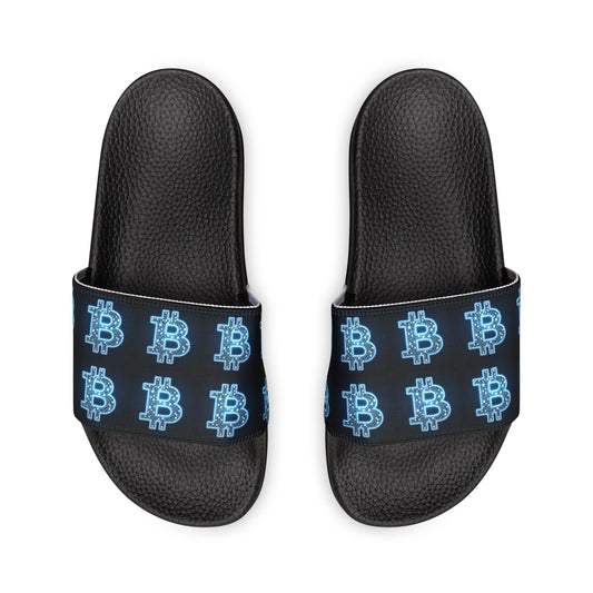 Bitcoin B Neon Blue Men's Removable-Strap Sandals