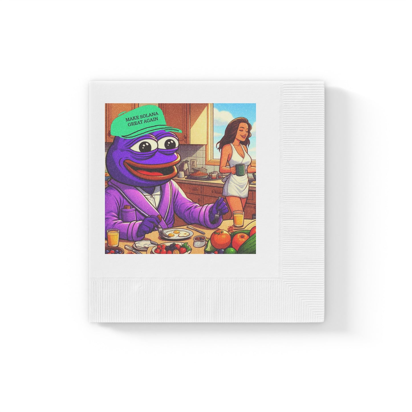 Purple Pepe Party White Coined Napkins