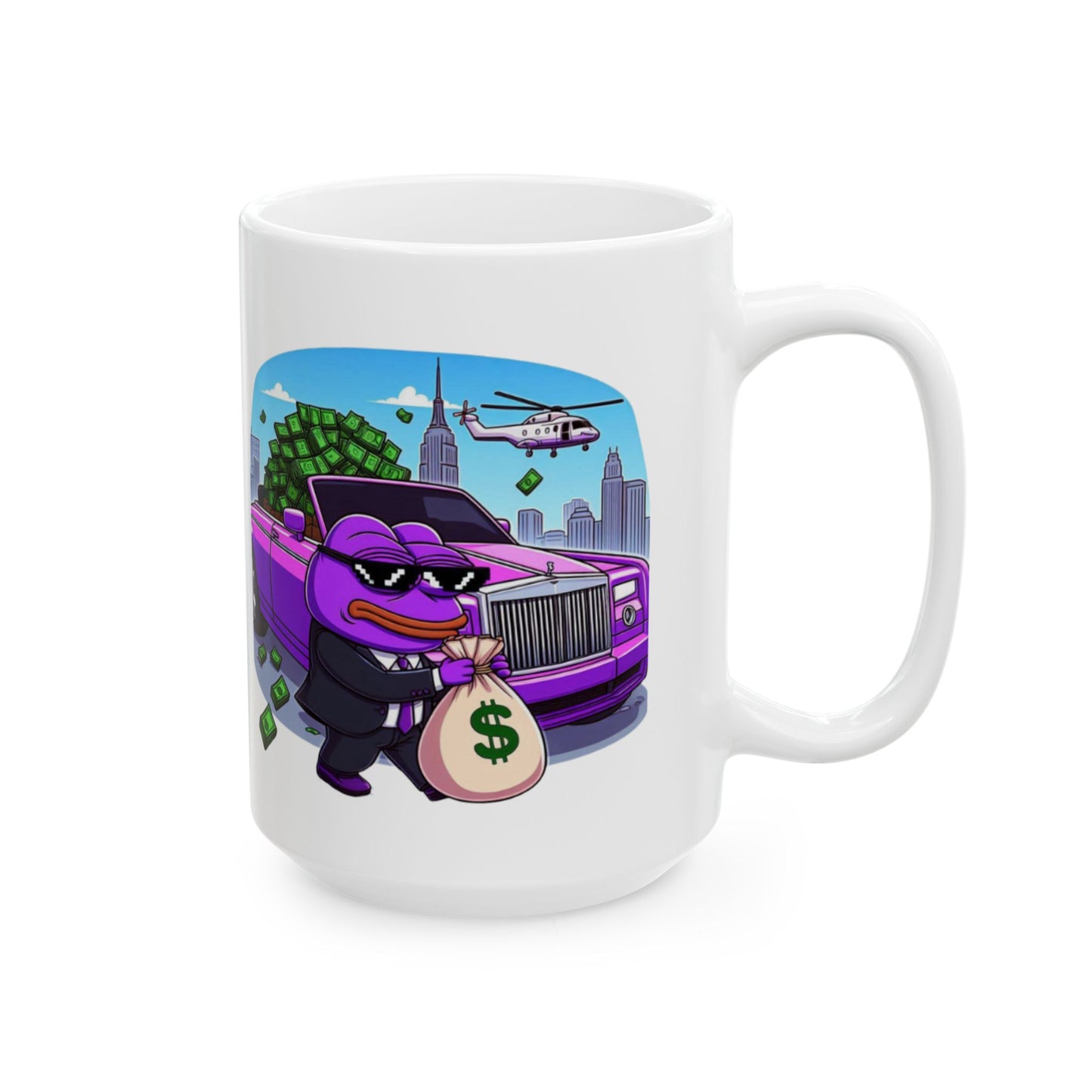 Purple Frog Money Ceramic Mug, (11oz, 15oz)