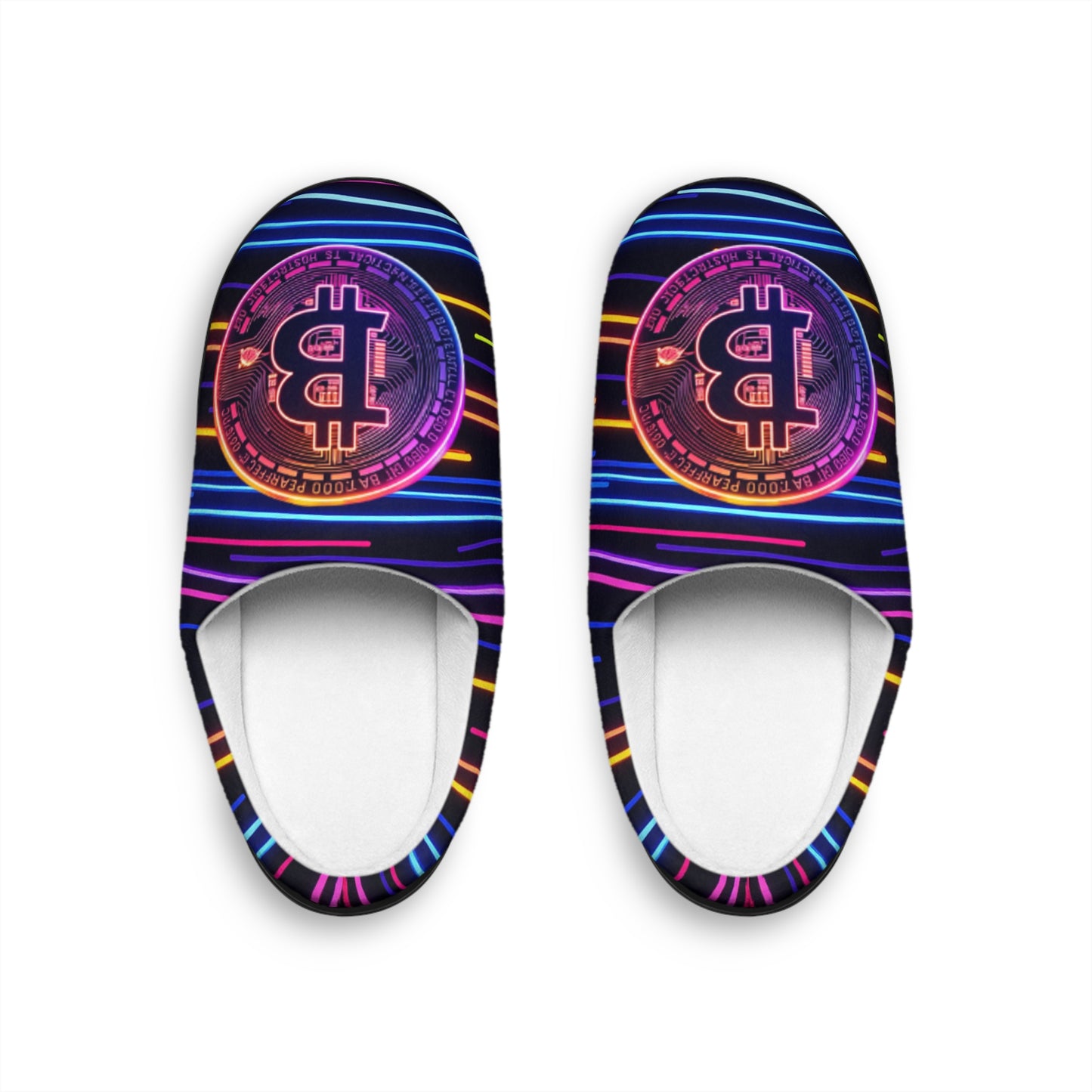 Neon Bitcoin Men's Indoor Slippers