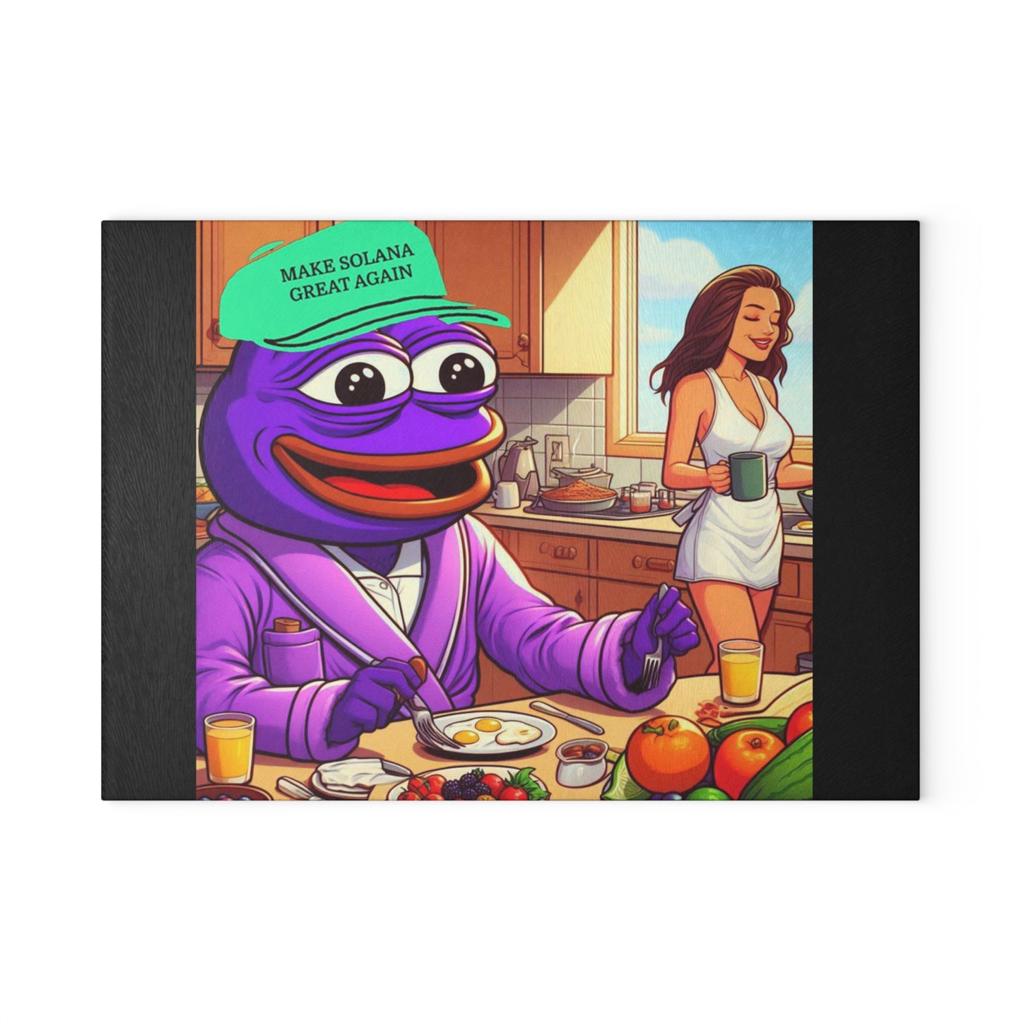 Purple Pepe Kitchen Glass Cutting Board