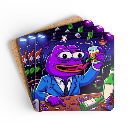 Purple Pepe Party Corkwood Coaster Set