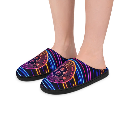 Neon Bitcoin Men's Indoor Slippers