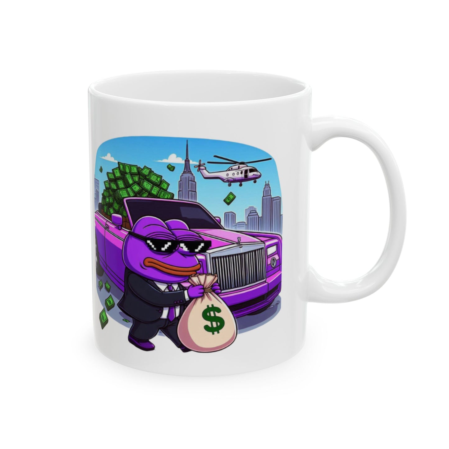 Purple Frog Money Ceramic Mug, (11oz, 15oz)