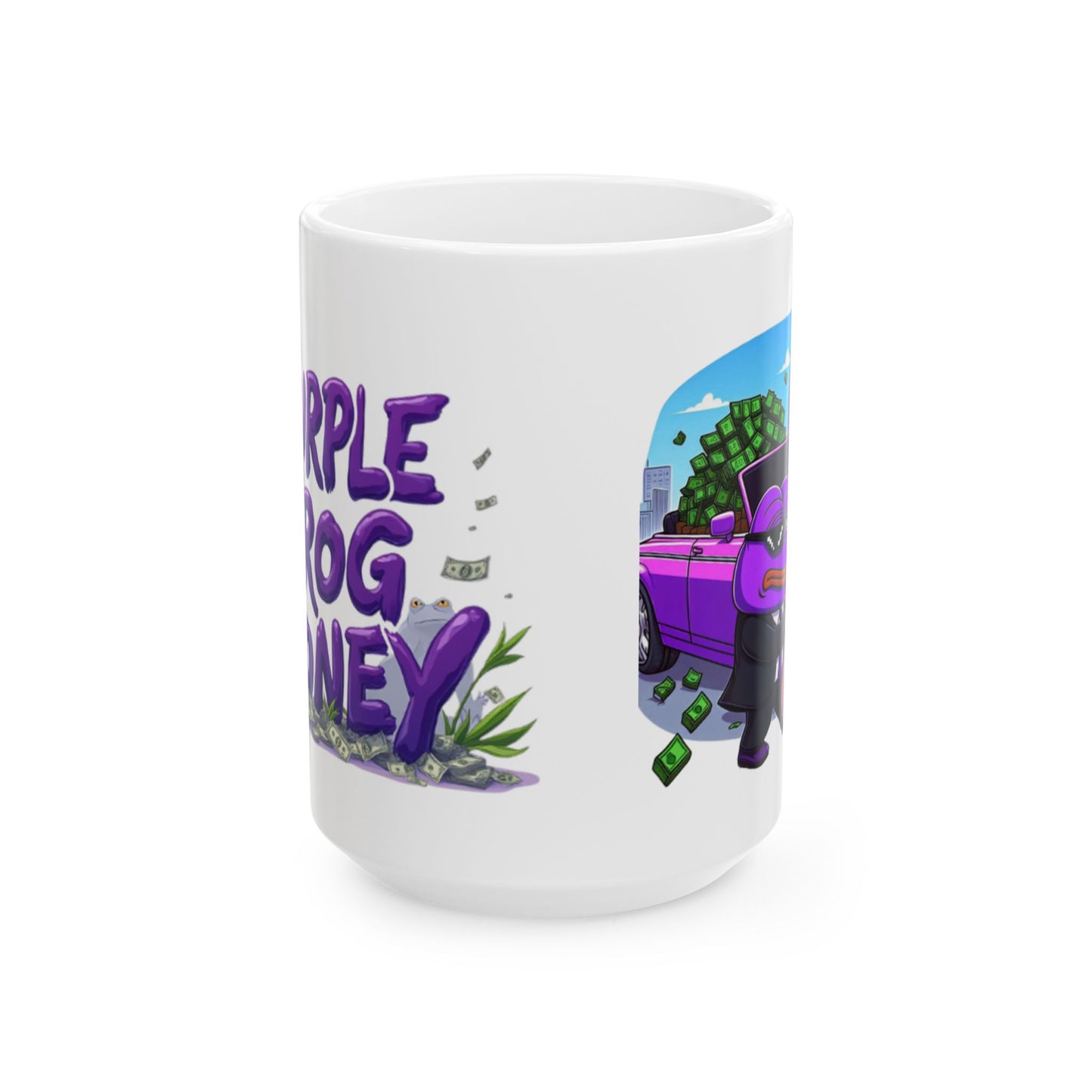 Purple Frog Money Ceramic Mug, (11oz, 15oz)