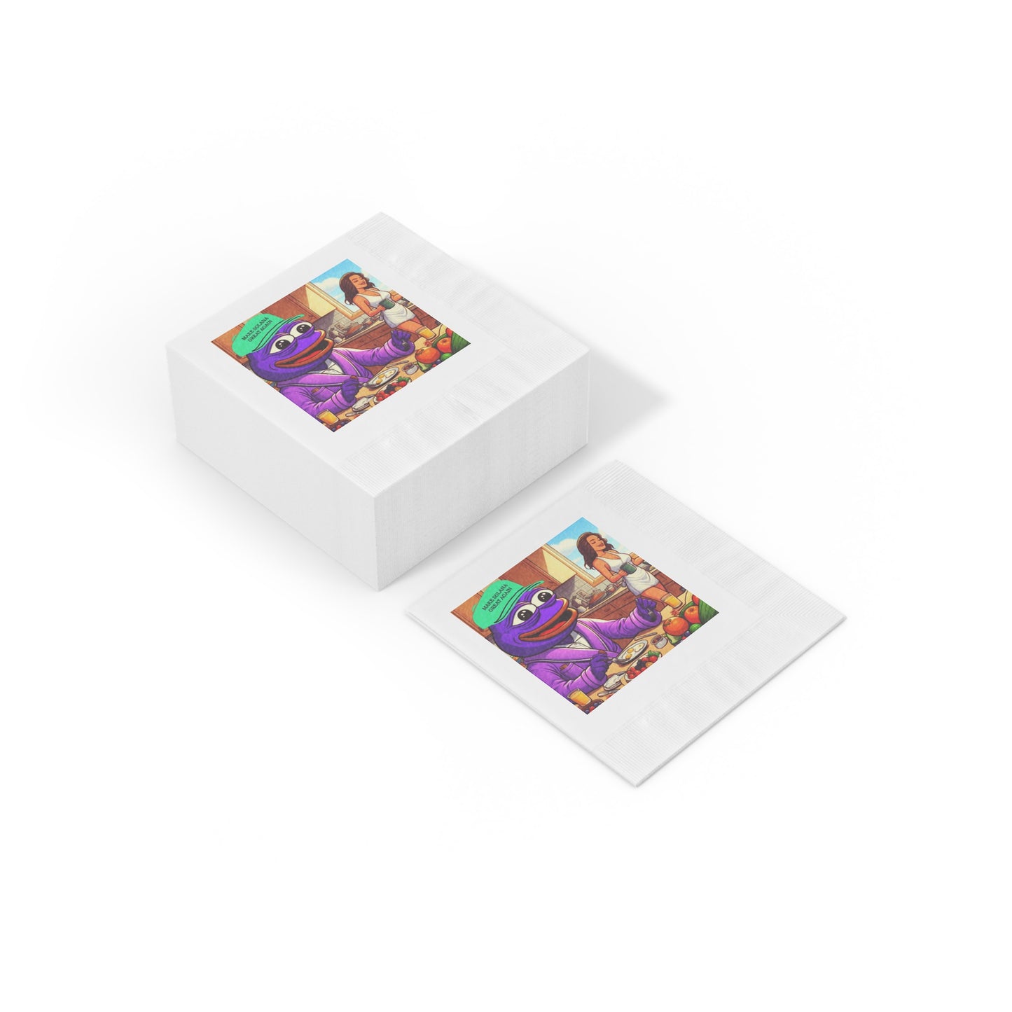 Purple Pepe Party White Coined Napkins