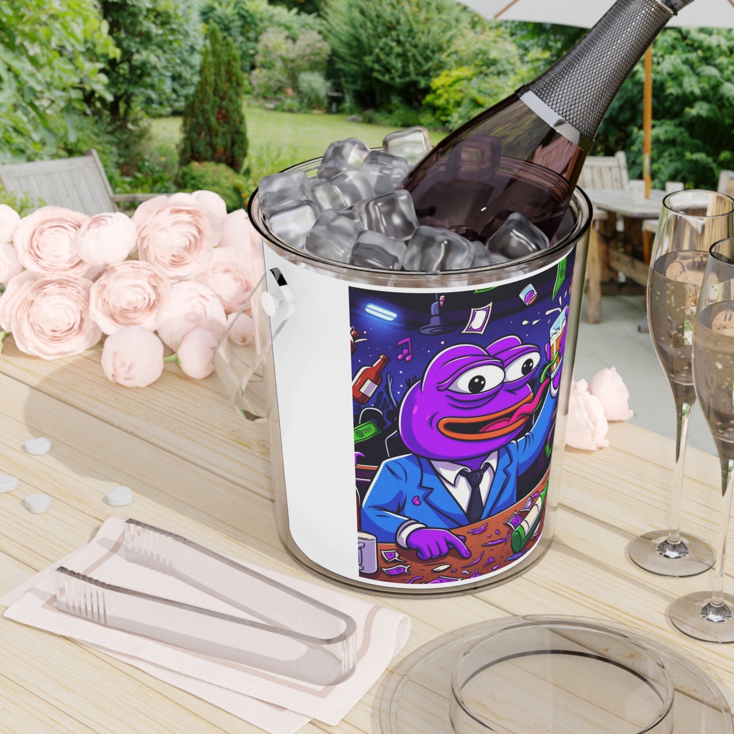 Purple Pepe Champagne Ice Bucket with Tongs