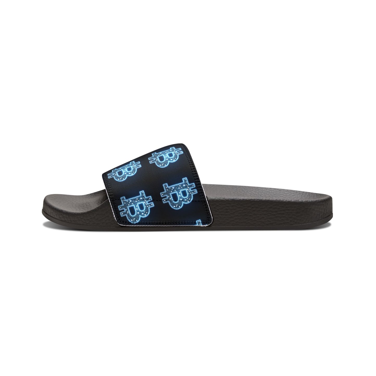 Bitcoin B Neon Blue Men's Removable-Strap Sandals