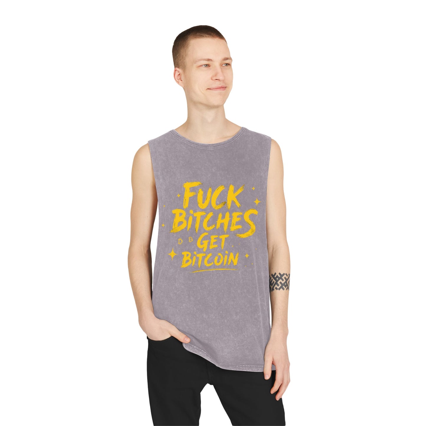 Fuck Bitches Get Bitcoin Stonewash Tank Top