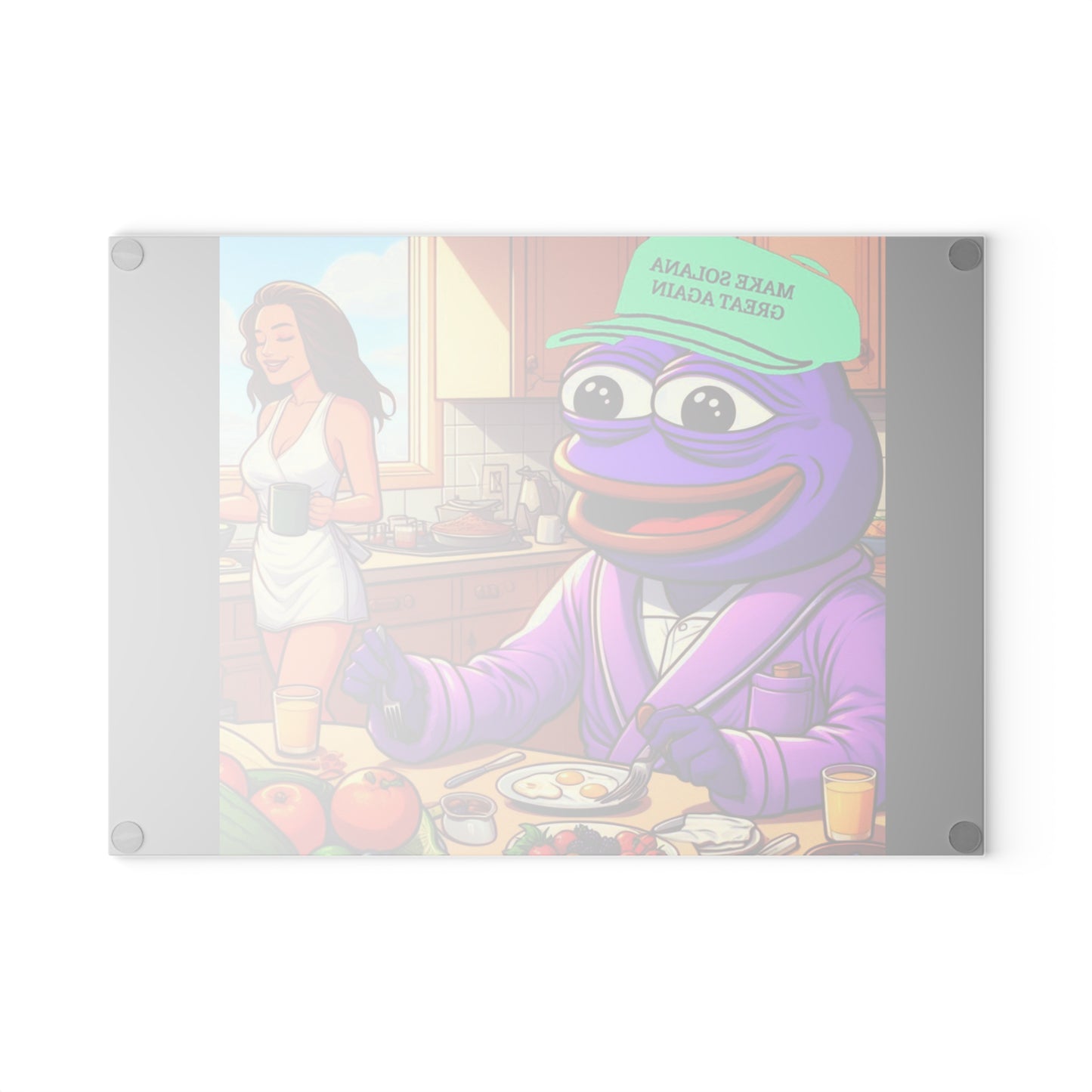 Purple Pepe Kitchen Glass Cutting Board