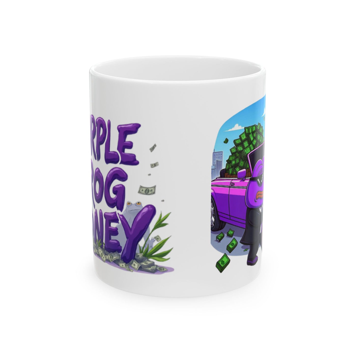 Purple Frog Money Ceramic Mug, (11oz, 15oz)